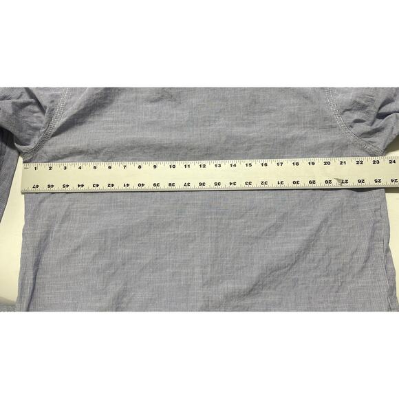 Burnside Button Up Shirt Mens XL Blue White Striped Missing a Button 100% Cotton - Picture 5 of 7